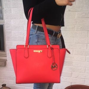 bright red purse
